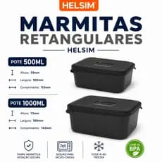 MARMITAS RETANGULAR 1 LITRO e 500 ml  , vai no microondas e freezer.