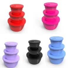 CONJUNTO DE POTES COM 3 UNIDADES ,COM VALVULA DE RESPIRO.