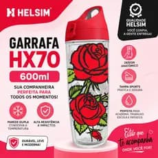 Garrafa Térmica 600ml Helsim HX70 Squeeze Parede Dupla Academia Água Diversas Estampas