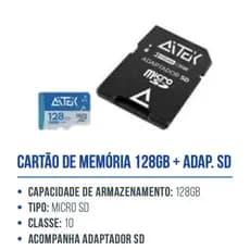 CARTÃO 128GB GB CLASSE 10 ESPECIFICO PARA CAMERAS WIFI EM GERAL AITEK