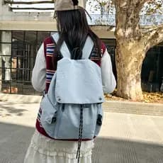 Mochila escolar para meninas do ensino fundamental, estilo universitário, cor sólida, mochila escolar leve, mochila de v