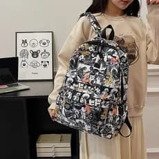 Nova mochila escolar com estampa de graffiti para homens e mulheres, mochila simples personalizada em estilo florestal,