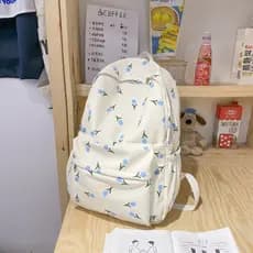 Mochila artística com estampa floral fresca em estilo japonês, mochila escolar feminina estilo universitário, mochila de