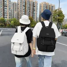 Mochila de nylon para estudantes do ensino médio para meninas, mochila para laptop de grande capacidade com design flip-