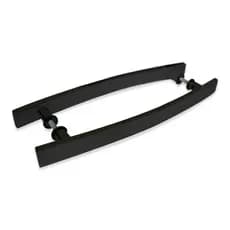 Puxador Chato Curvo Porta De Madeira 40cm Preto Fosco