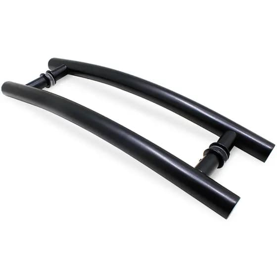 Puxador Tubular Curvo 60 Cm Meia Lua Preto Fosco