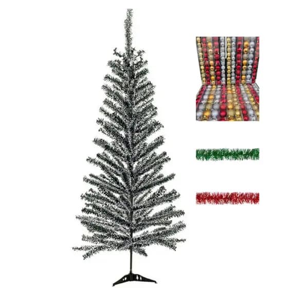 Arvore de Natal Nevada Montada Completa Com Bolas e Festão 90 ou 120CM