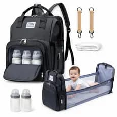 Bolsa Maternidade Porta Fraldas Vira Berço Porta Mamadeira Preto