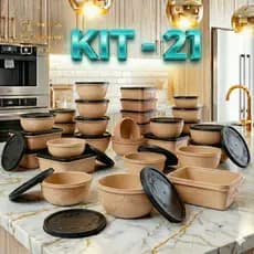 KIT 21 PEÇAS HERMETICAS MARMITINHAS POTES RESISTENTE MICROONDAS E FREEZER LIVRE DE BPA FREE