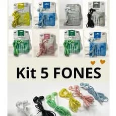 Kit 5 Fones de ouvido com fio e Microfone | Headset Colorido barato para celular PC