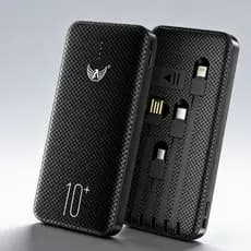 Power Bank Kapbom 10.000mAh KA-966 • 10W Estável • Cabos Embutidos 3 em 1 • Display Digital