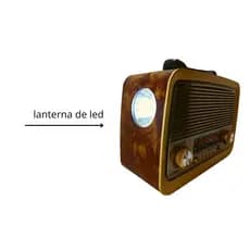 Rádio Retrô Am/fm Mp3 Bluetooth Bivolt C/lanterna E Led Azul rad-8714