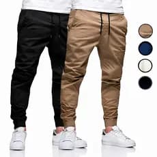 Calça Jogger Masculina Sarja Jeans 4 Bolsos Com Punho Elástico Cintura Ajustável Casual Streetwear  Moda Outono Inverno