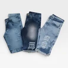 KIT 3 Shorts masculinos Bermuda Jeans rasgados Estilo fashion masculino Outlet de fábrica