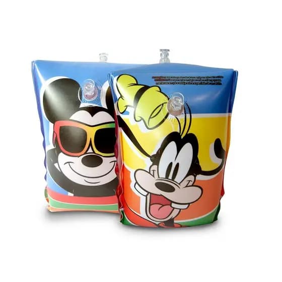 PAR BOIA DE BRAÇO TURMA DO MICHEY VERAO PLUTO PATETA PATO DONALD DISNEY JUNIOR - Boia Bote Inflável Infantil - Piscina Praia Lago Represa 18cmx14cm / DYIN-003