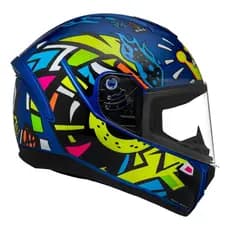 Capacete Moto Peels Spike Ii Metálico Azul Amarelo Kng Metálico Azul