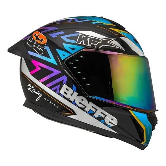 Capacete Para Moto Bieffe B-12 Target Preto Rainbow Color
