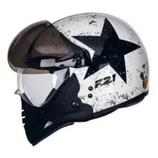 Capacete Moto Peels F-21 Old Tank Aberto Branco Preto