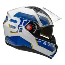 Capacete Moto Bieffe B-40 Beyond Branco Perola Azul Oculos Solar Dourado