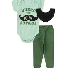 Kit Bebê Suedine Manga Curta Quero Ser Igual ao Papai