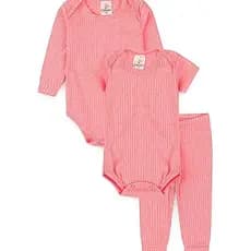 Kit Bebê 3 Peças Ribana Rosa Neon