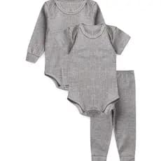 Kit Bebê 3 Peças Ribana Cinza