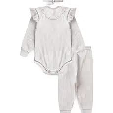 Kit Bebê 3 peças Babado Branco