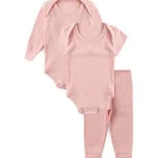 Kit Bebê 3 Peças Ribana Rosa Bebê