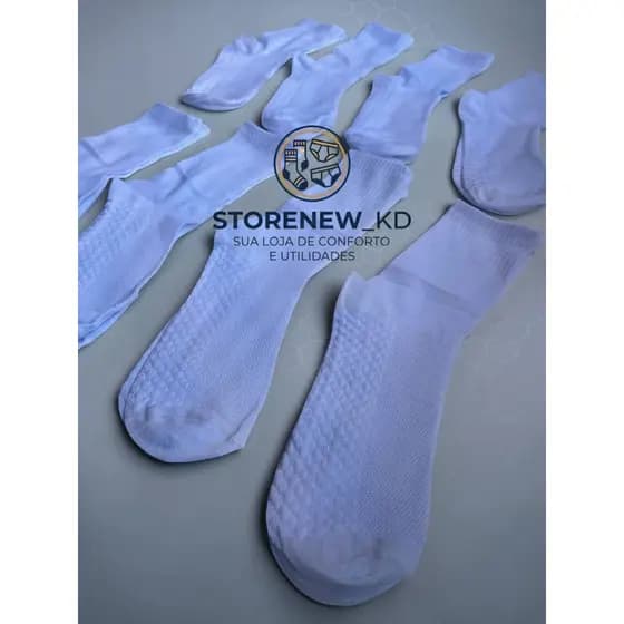 Kit Meias Brancas Longas Algodão 3 a 24 Pares Academia Trabalho, Meia Unissex, Meia Masculina, Meia Feminina