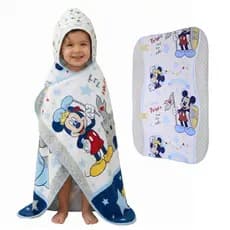 Toalha De Banho Com Capuz Forrada Infantil Disney Minnie Mickey Para Bebê