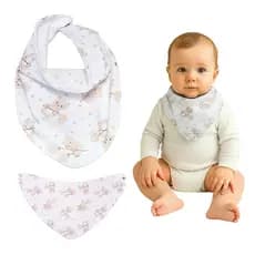 Babador Bandana De Tecido Para Bebê 100% Algodão Com Botão