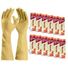 12 Pares Luva De Latex Borracha Cano Longo Proteção Limpeza