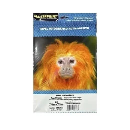 Papel Fotográfico 130g Adesivo Masterprint A4 - Papel Fotográfico Adesivo 50 Folhas