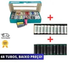 Kit 68 Linhas com 48 Coloridas de Costura Gabrielinha + 10 tubos Branca + 10 tubos Preta - Linhanyl / Coser