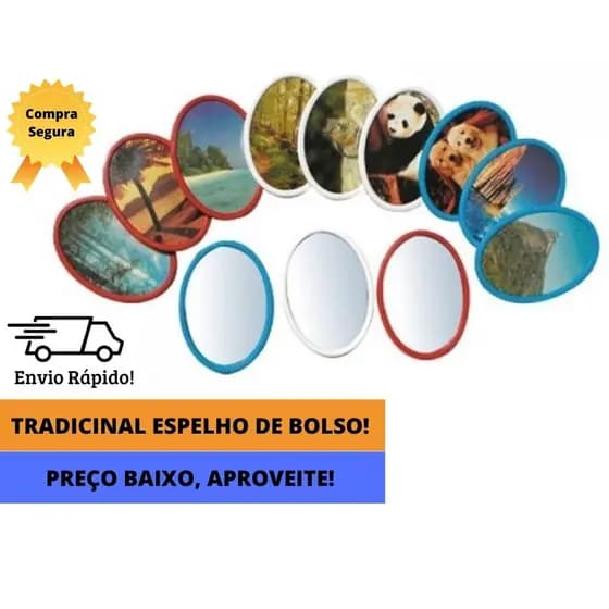 Espelho de Bolso - Caixa com 36 Unidades