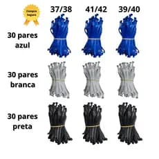 Kit com 90 pares Par de Tira Alça para Chinelo Correia Grossa Tradicional MODELO TOP Tiras Alças Azul Branca Preta  (10 nº37 / 10 nº39 / 10 nº41)