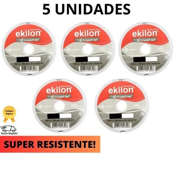 Linha de Pesca 5 rolos Transparente 100m Nylon Resistente Artesanato Ekilon