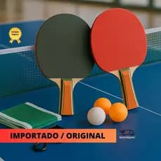 Kit Ping Pong 2 Raquete 3 bolinhas e rede tênis de mesa profissional ergonômico emborrachado Esporte Diversão