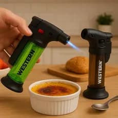 Maçarico a gás Mini Pequeno e Médio Portátil Recarregável Com Trava Cozinha Isqueiro