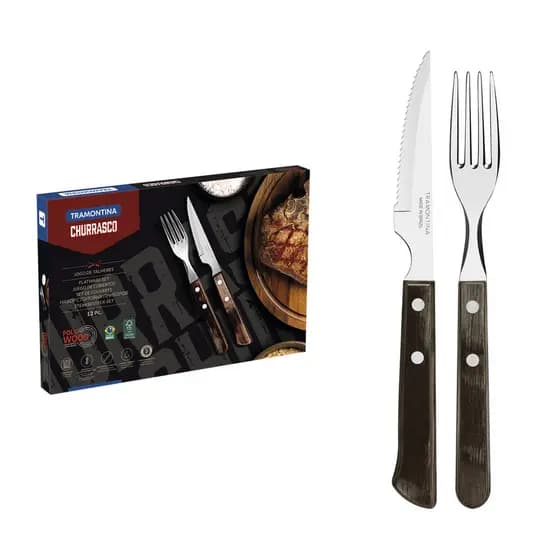 Faqueiro Para Churrasco Tramontina 12 Peças Madeira Polywood