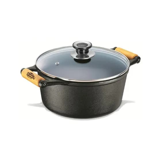 Panela de Ferro Com Tampa de Vidro e Alça Caçarola 16cm 1,2l