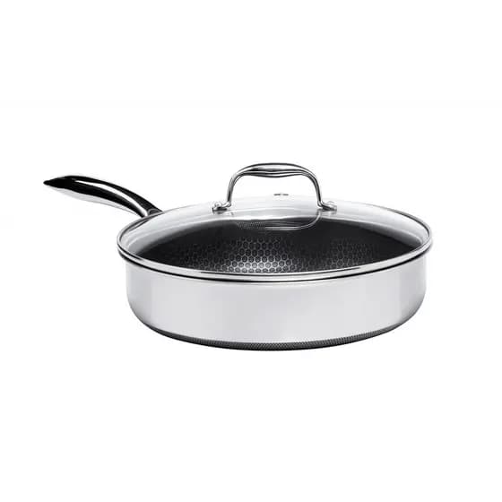 Frigideira Reta C/ Tampa Antiaderente 28cm P/ Indução Aço Inox Cooking Pro Oxford