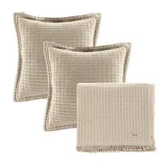 Kit Para Cama e Sofá Manta e Almofadas 100% Algodão Texturizadas Atlanta Karsten