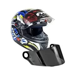 Capacete Fechado Fw3 Gtn Eagle Azul Brilhante C/ Viseira Fume