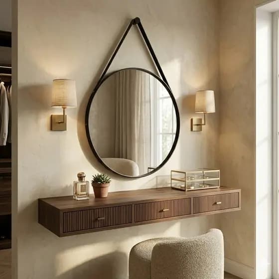 Espelho Adnet 60cm Couro Preto Marrom Caramelo Decorativo Luxo Envio Imediato