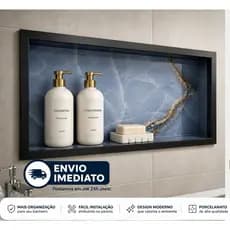 Nicho para banheiro 60x30cm Azul | Porta Shampoo Embutir Parede | Cozinha, Lavabo | ENVIO IMEDIATO