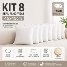 ENCHIMENTO DE ALMOFADA 45X45CM FLOCO DE ESPUMA KIT DE ATÉ 8 UNIDADES ENVIO IMEDIATO