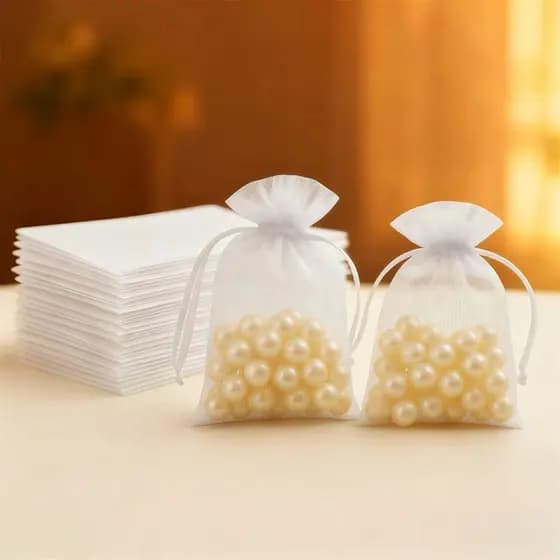 Kit 200/300/400 Un Saco Saquinho Organza Tule Saquinho 8x10CM Branco Festa Casamento