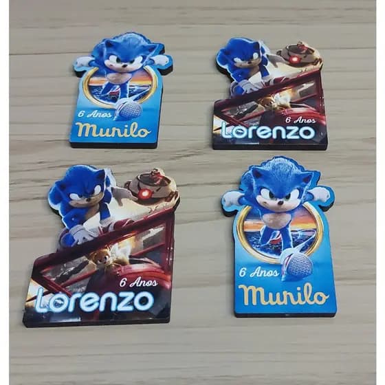 50 Lembrancinhas Sonic Imãs de Geladeira