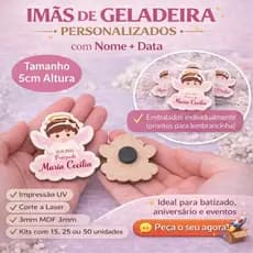 50 Lembrancinhas Ima de Geladeira Batizado Menina